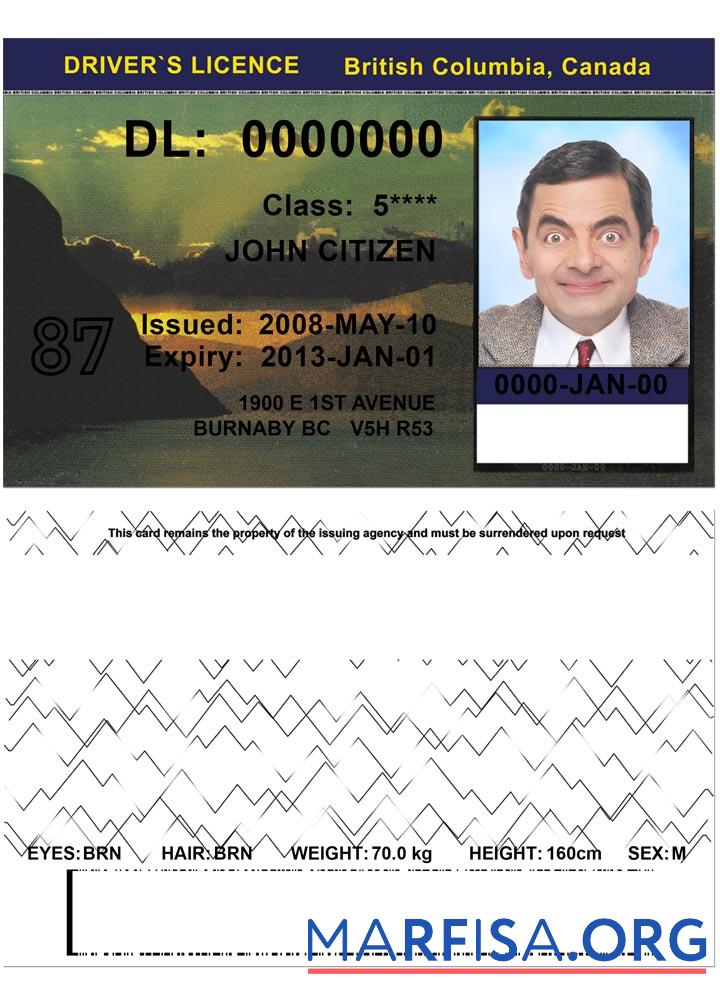 Realistic Canada British Columbia DL, version 2 template